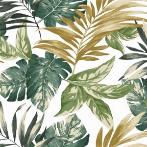 tkanina-dekoracyjna-liście-zielona